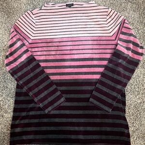 TALBOTS VELVETEEN PINK & GRAY TUNIC TOP